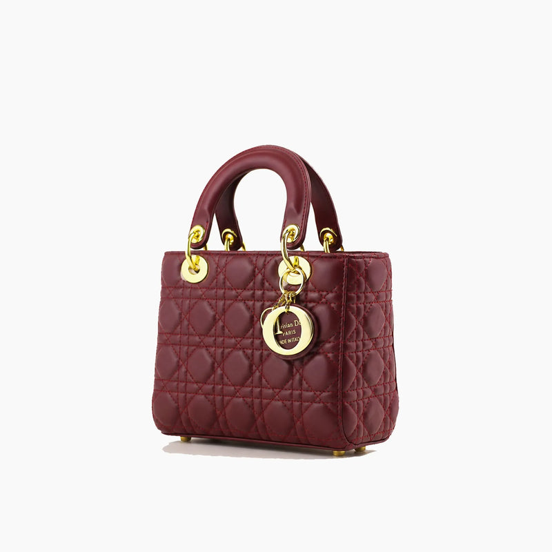 Lady Dior Rouge Bordeaux Cuir Mat