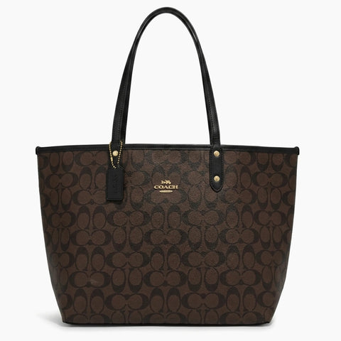 Sac Cabas City en toile: Marron & Noir -