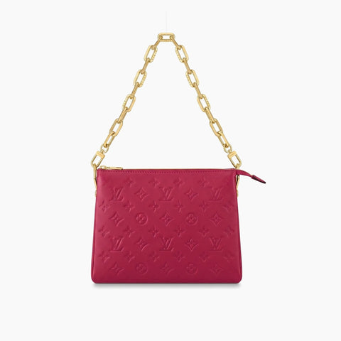 Toiletry Pouch On Chain: Rose fuchsia & doré -