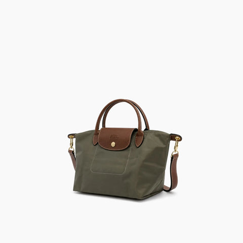 Le Pliage Neo: Vert kaki avec des détails en cuir marron