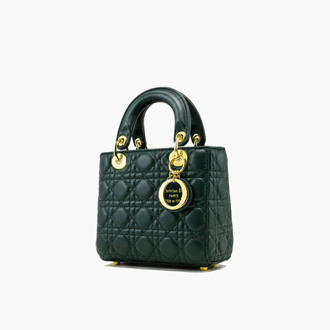 Lady Dior Vert Sapin Cuir Mat