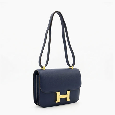 Hermès Constance: Bleu marine et doré-