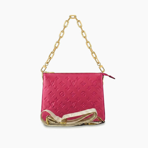 Toiletry Pouch On Chain: Rose fuchsia & doré -
