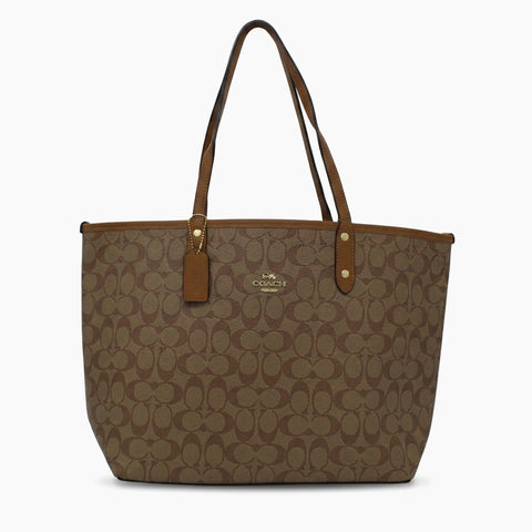 Sac Cabas City en toile: Marron & Beige -