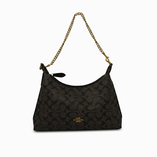 Sac Hobo Teri en Toile: Marron foncé & Noir