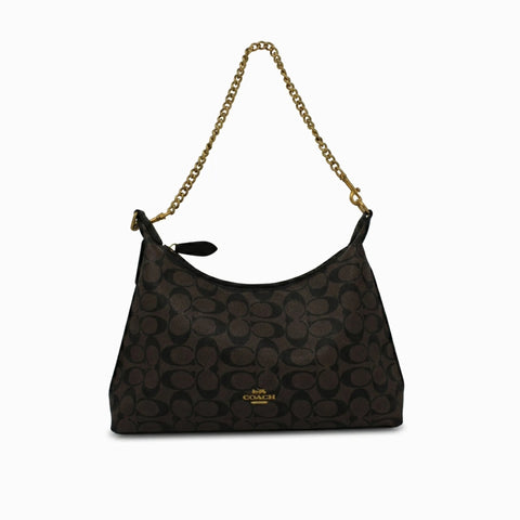 Sac Hobo Teri en Toile: Marron foncé & Noir-