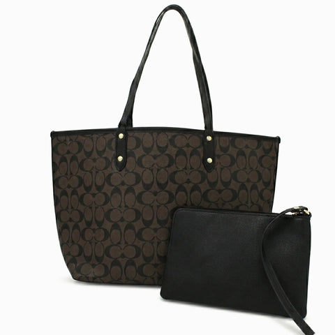 Sac Cabas City en toile: Marron & Noir -
