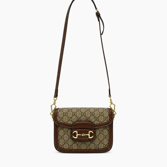 mini sac Horsebit 1955: Beige et ébène, cuir marron -