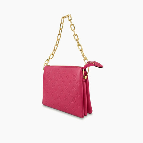 Toiletry Pouch On Chain: Rose fuchsia & doré -