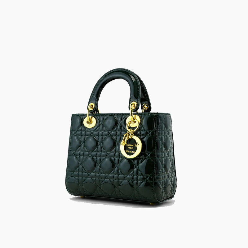 Lady Dior Vert Sapin Cuir Verni