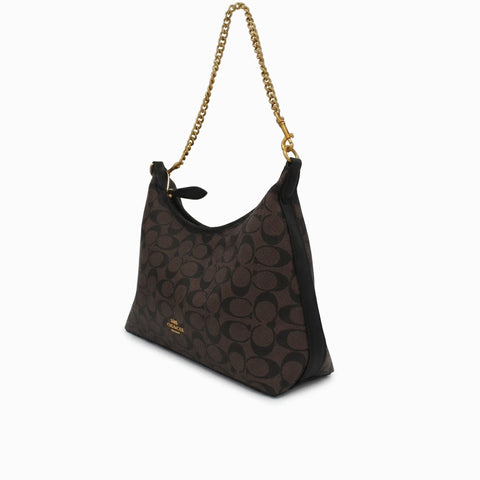 Sac Hobo Teri en Toile: Marron foncé & Noir-