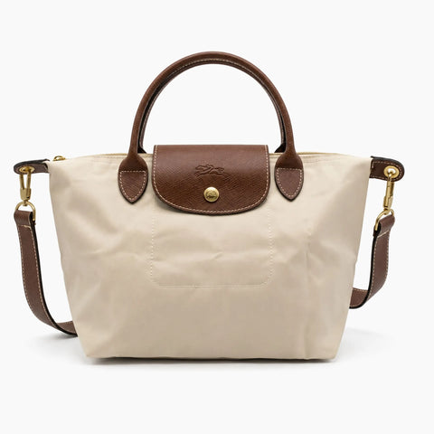 Le Pliage Neo: Beige avec des détails en cuir marron