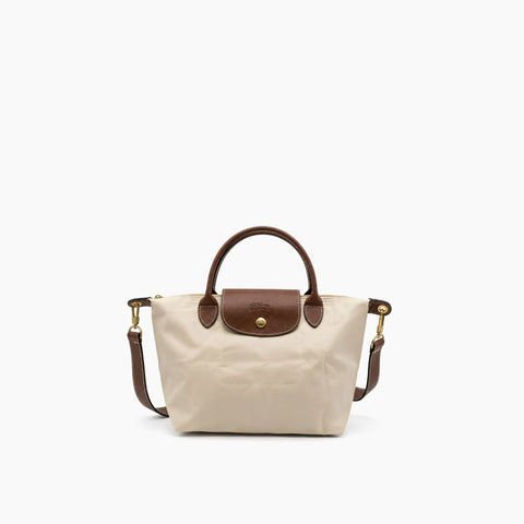 Le Pliage Neo: Beige avec des détails en cuir marron