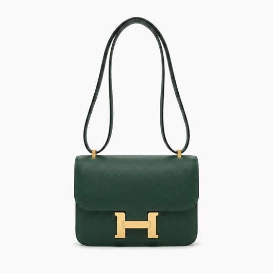 Hermès Constance: Vert foncé et doré-