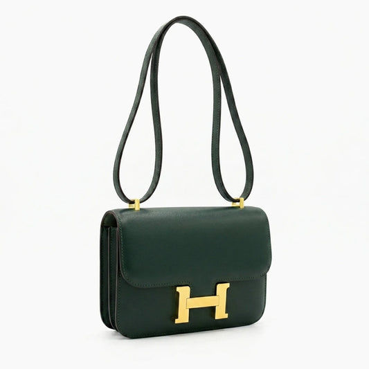 Hermès Constance: Vert foncé et doré-
