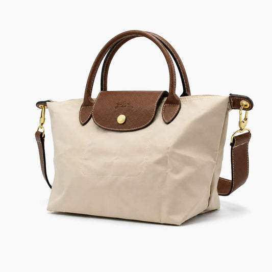 Le Pliage Neo: Beige avec des détails en cuir marron