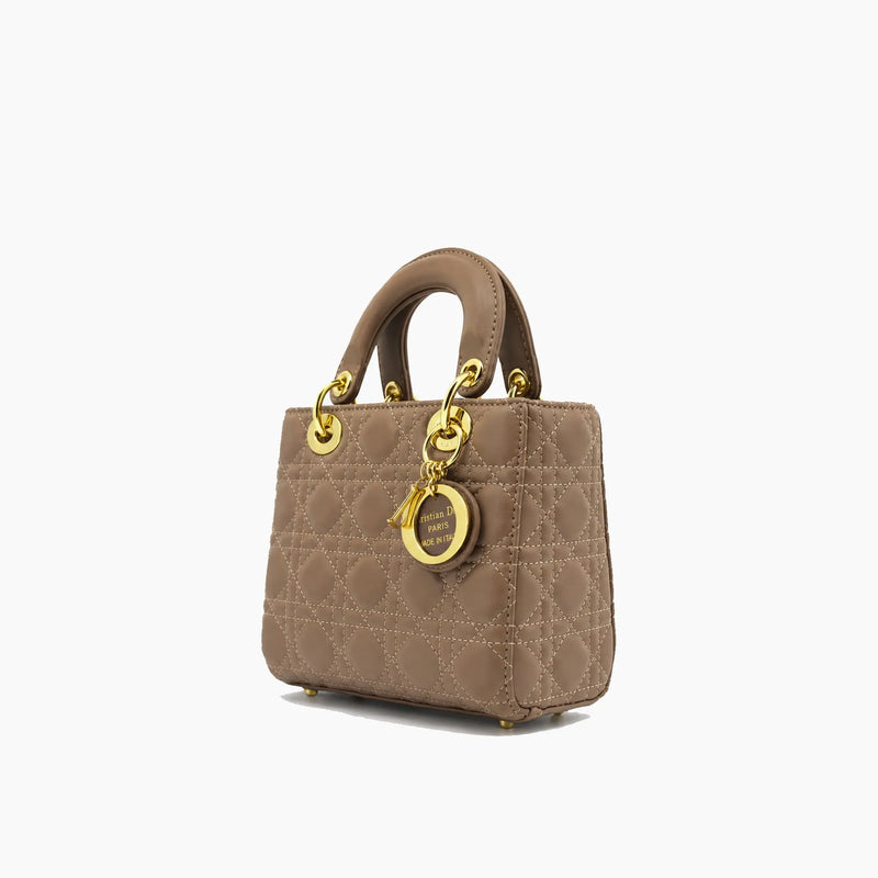Lady Dior Gris Taupe Cuir Mat