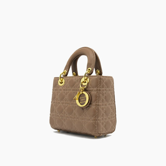 Lady Dior Gris Taupe Cuir Mat