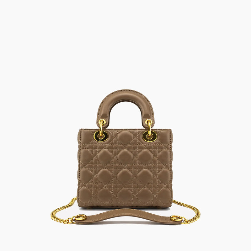 Lady Dior Gris Taupe Cuir Mat