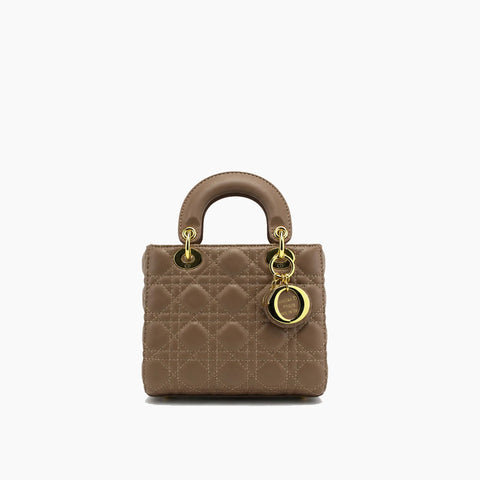 Lady Dior Gris Taupe Cuir Mat