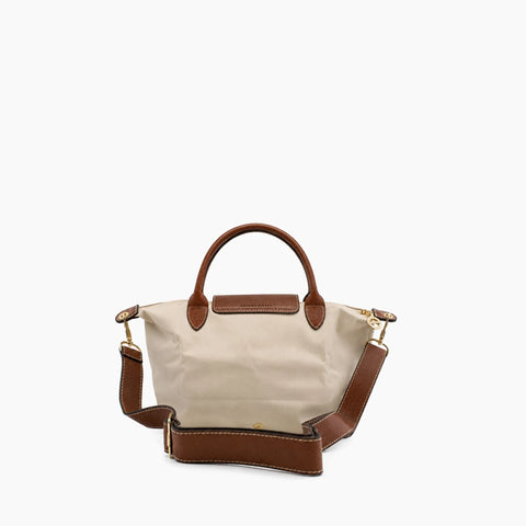 Le Pliage Neo: Beige avec des détails en cuir marron