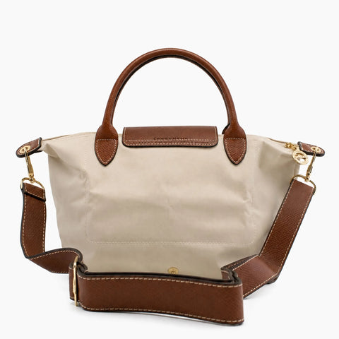 Le Pliage Neo: Beige avec des détails en cuir marron