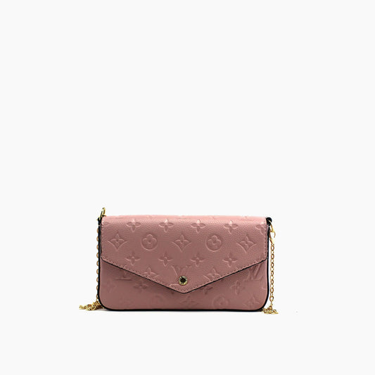Louis Vuitton Félicie Rose Poudré (cuir) aux Bords Fins Noirs