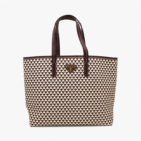 Cabas Prada Symbole: Marron chocolat et écru -