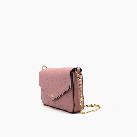 Louis Vuitton Félicie Rose Poudré (cuir) aux Bords Fins Noirs