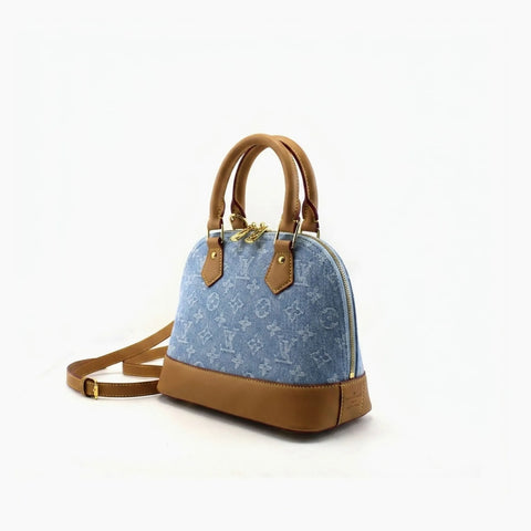 Alma BB LV Bleu Clair (jean) Cuir Camel