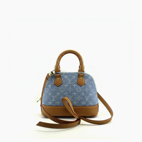 Alma BB LV Bleu Clair (jean) Cuir Camel