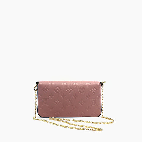 Louis Vuitton Félicie Rose Poudré (cuir) aux Bords Fins Noirs