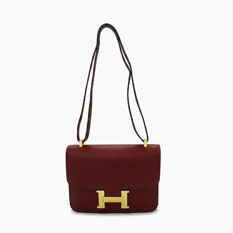 Hermès Constance: Bordeaux foncéet doré-