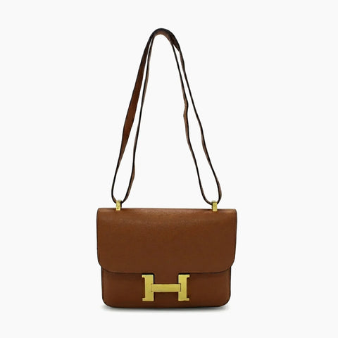 Hermès Constance: Marron cognac et doré-
