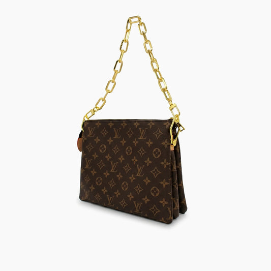 Toiletry Pouch On Chain: Marron & doré -