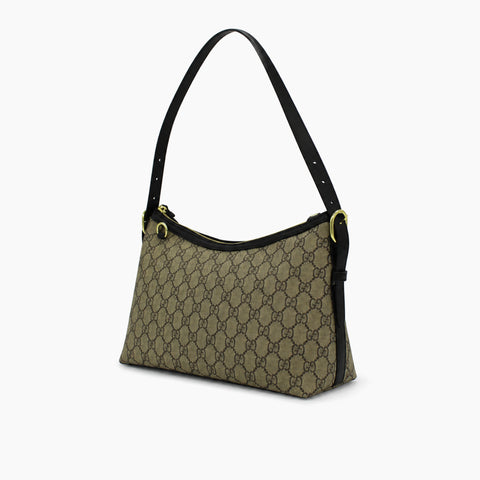 Gucci GG Emblem: Beige et ébène, cuir noir-