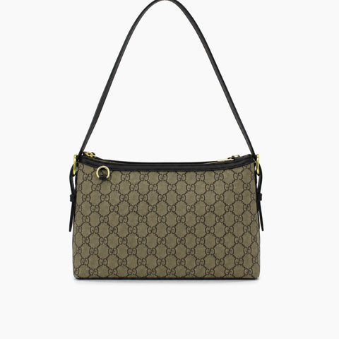 Gucci GG Emblem: Beige et ébène, cuir noir-