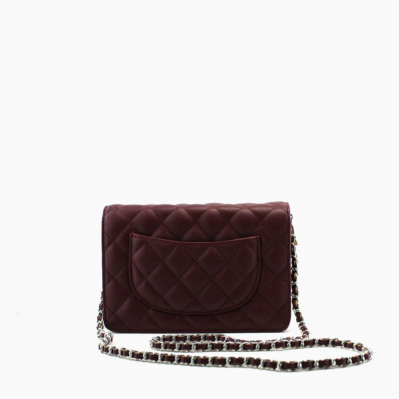 Chanel WOC  Rouge bordeaux Cuir caviar matelassé