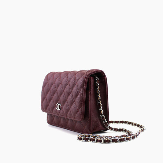 Chanel WOC  Rouge bordeaux Cuir caviar matelassé