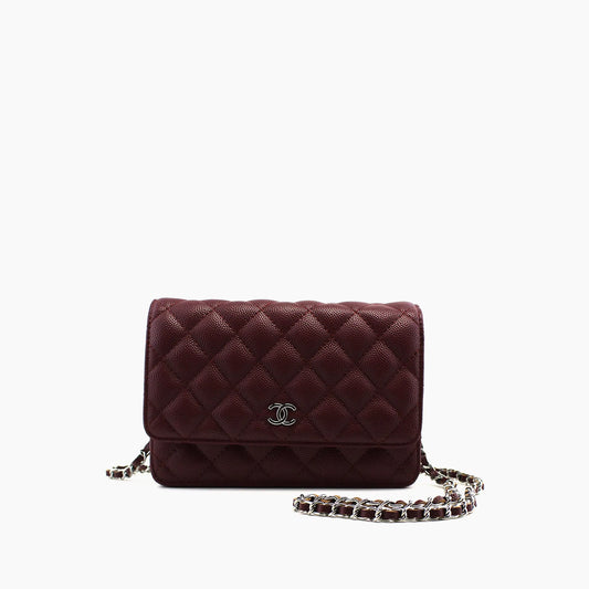 Chanel WOC  Rouge bordeaux Cuir caviar matelassé