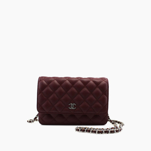 Chanel WOC  Rouge bordeaux Cuir caviar matelassé