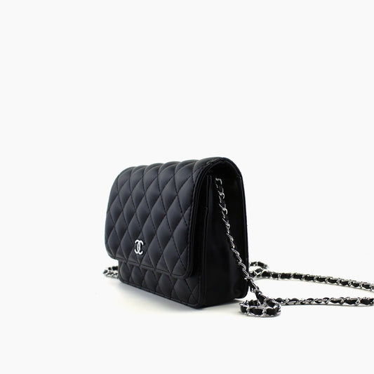 Chanel WOC  Noir Cuir lisse matelassé