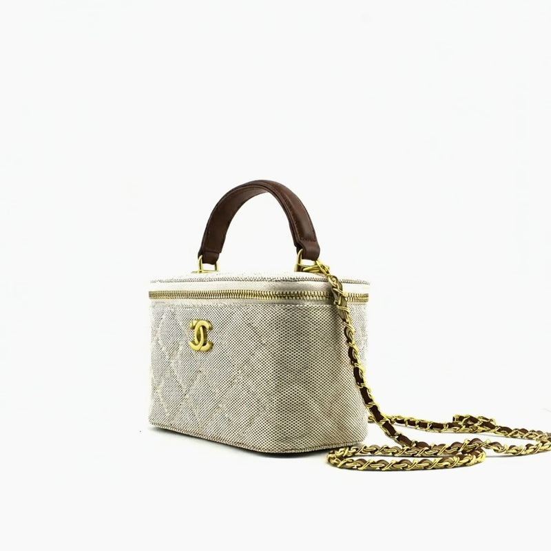 Chanel Vanity Beige Crème Toile denim