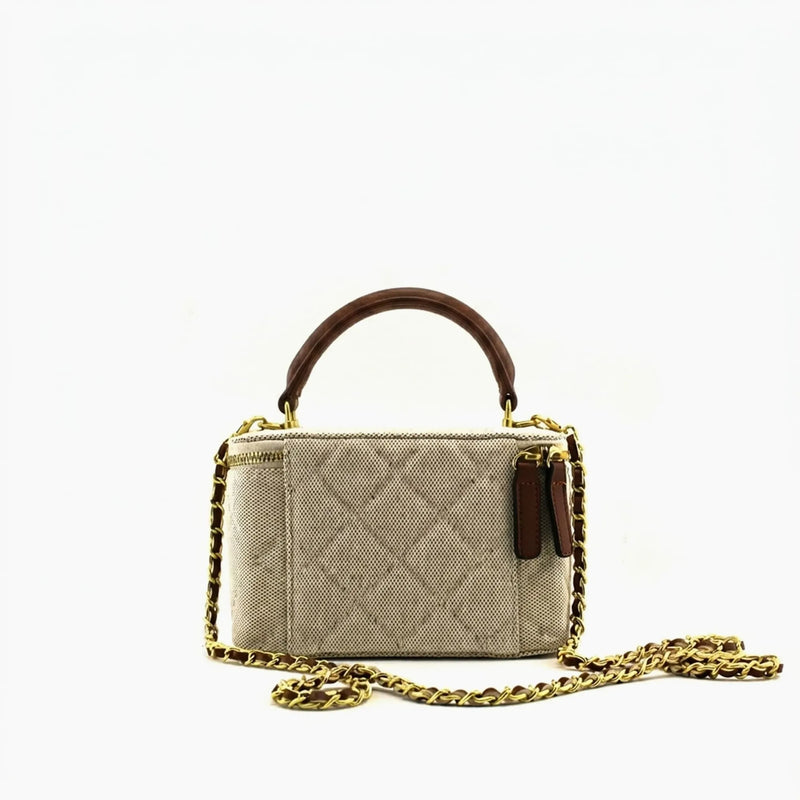 Chanel Vanity Beige Crème Toile denim