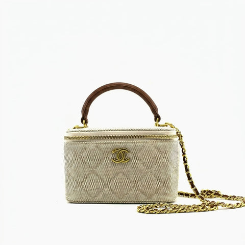 Chanel Vanity Beige Crème Toile denim