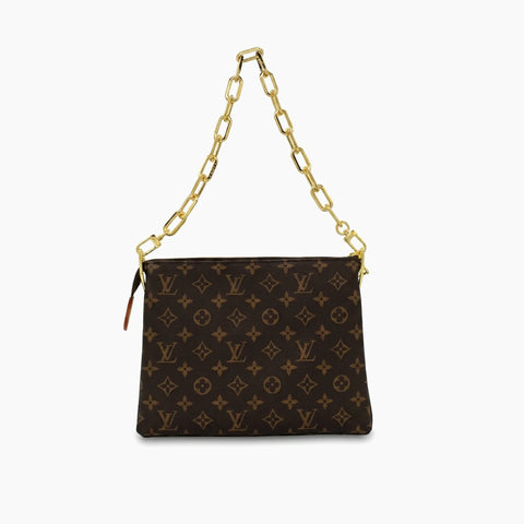 Toiletry Pouch On Chain: Marron & doré -
