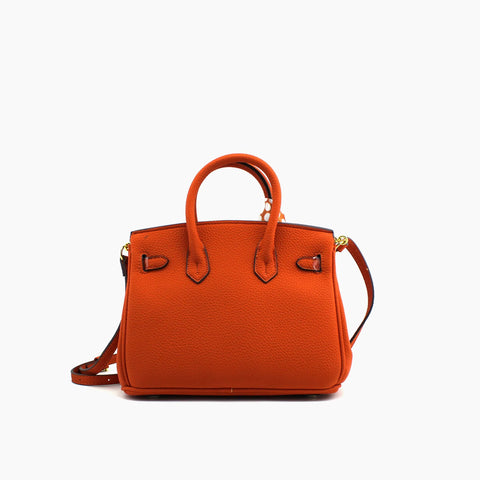 Birkin d'Hermès Cuir orange et accessoires marron et orange/mini sac