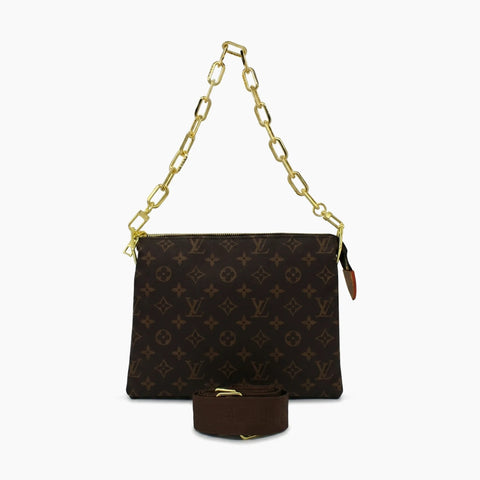Toiletry Pouch On Chain: Marron & doré -