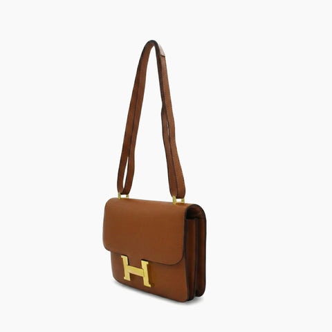 Hermès Constance: Marron cognac et doré-