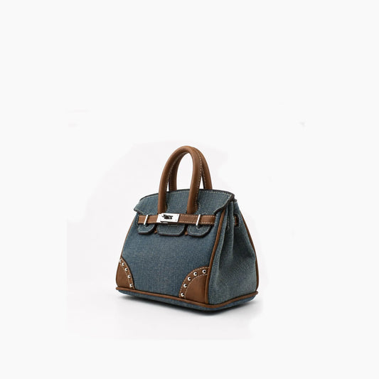 Birkin d'Hermès Jean bleu délavé et bordures marron camel